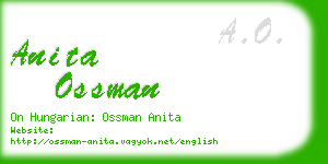 anita ossman business card